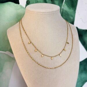 Gold PVD Stainless Steel Layered Charm Necklace